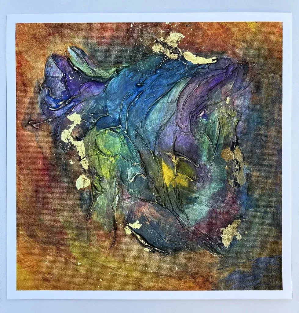 Transcendance — acrylique et pastels sur toile 25 × 25 cm, MORIS · Unfocus Art (2024)