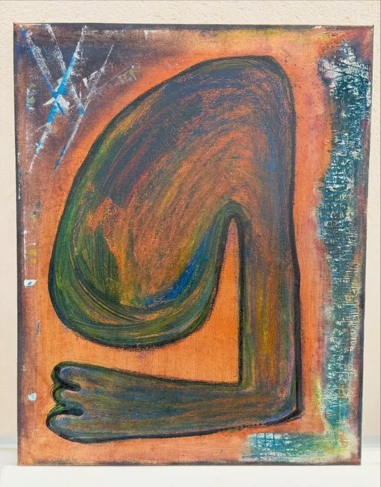 Hatching — acrylique et pastels sur toile 40 × 50 cm, MORIS · Unfocus Art (2025)