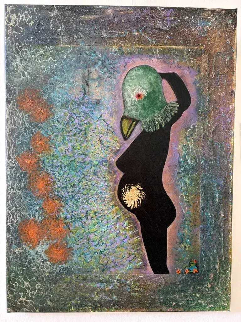 Bestiaire Fantastique — acrylique et pastels sur toile 60 × 80 cm, MORIS · Unfocus Art (2026)